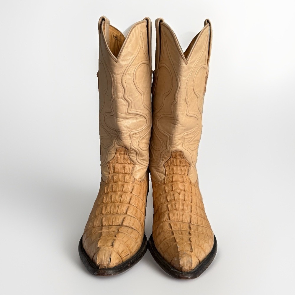 Wild West Crocodile Cowboy Boots Men's 6.5 EE Women's 8–8.5 Tan